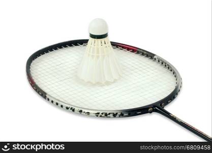 racket and shuttlecock isolate on white background with path
