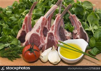 Racks of lamb. photo of some Racks of lamb with ingredients, ready for cooking