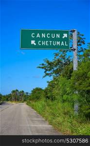 Rad sign Cancun and chetumal in Costa Maya of Mexico