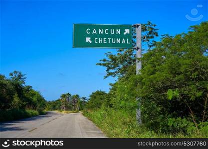 Rad sign Cancun and chetumal in Costa Maya of Mexico