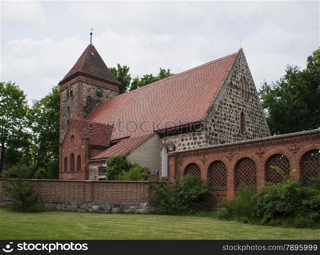Radensleben-Dorfkirche. Radensleben is located along Route 164 (L164) between Wustrau and Herzberg north-west of Berlin. The place belongs since 1993 to Neuruppin - medieval village church with Campo Santo