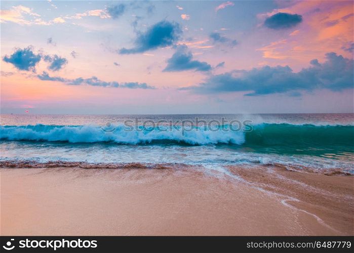 Radiant sea beach sunset. Radiant colorful sea beach sunset on Bali, Indonesia