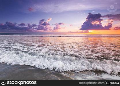 Radiant sea beach sunset. Radiant sea beach sunset, Bali island, Indonesia