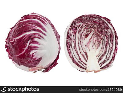 Radicchio, red cabbage isolated on white background