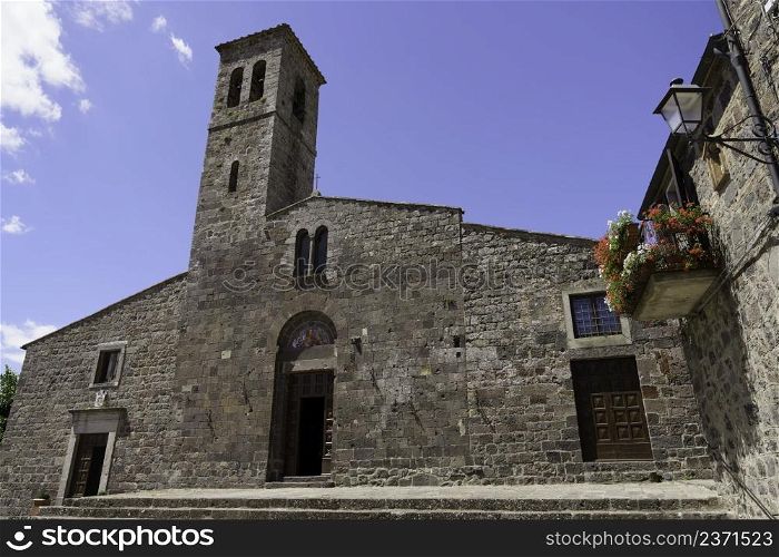 Radicofani, medieval town in the Siena province, Tuscany, Italy. San Pietro church