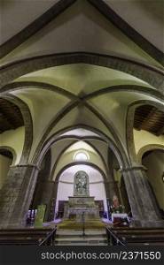 Radicofani, medieval town in the Siena province, Tuscany, Italy. San Pietro church, interior