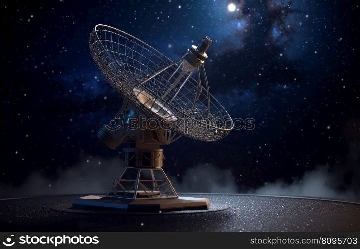 Radio telescope cosmic science. Cosmos planet. Generate Ai. Radio telescope cosmic science. Generate Ai