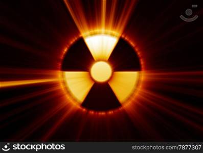 Radioactive danger symbol with a shine on black background