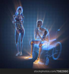 radiography of man in wheelchair