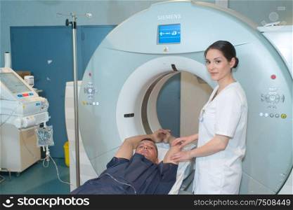 radiologic technician during magnetic resonance exam procedure