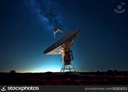 Radiotelescope antenna. City sky digital. Generate Ai. Radiotelescope antenna. Generate Ai