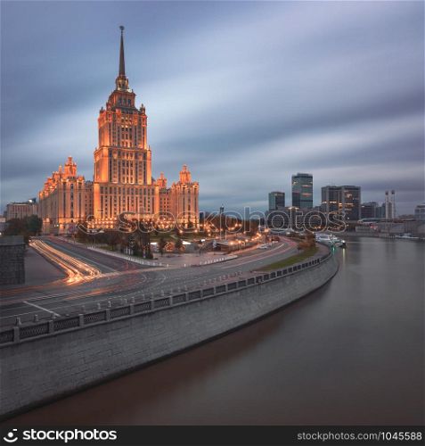 Radisson Royal Hotel in the Evening, Moscow, Russia