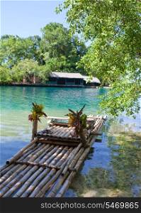 Raft on the bank of the Blue lagoon, Jamaica