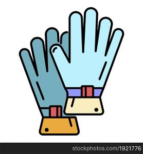 Rafting gloves icon. Outline rafting gloves vector icon color flat isolated on white. Rafting gloves icon color outline vector