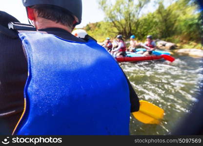 Rafting team , summer extreme water sport