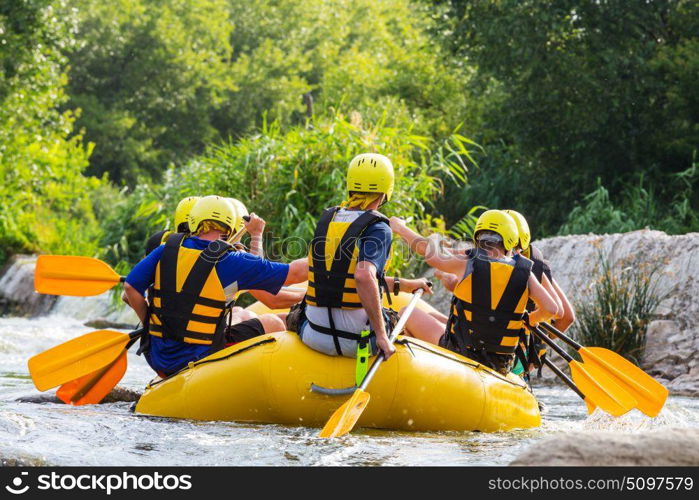 Rafting team , summer extreme water sport