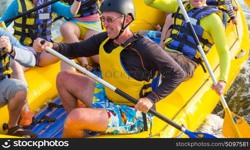 Rafting team , summer extreme water sport