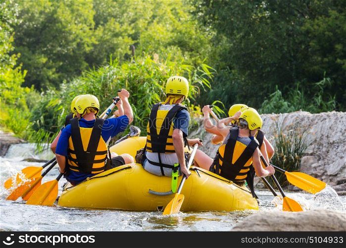 Rafting team , summer extreme water sport