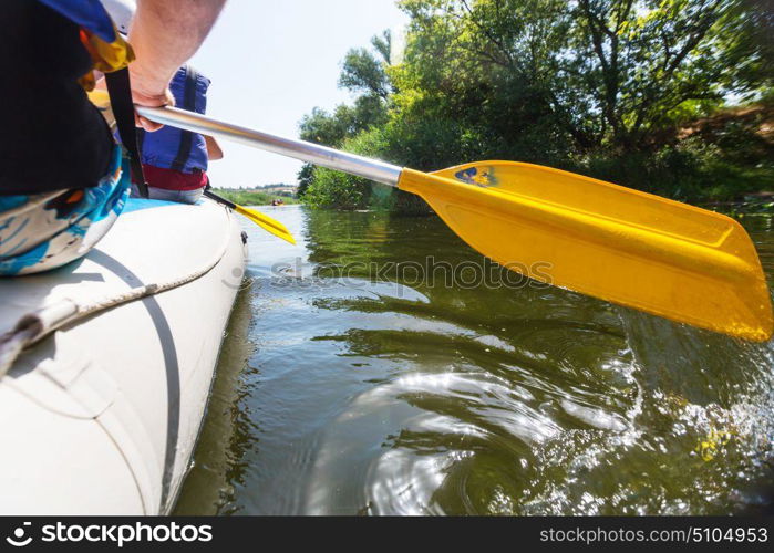 Rafting team , summer extreme water sport