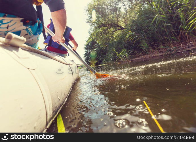 Rafting team , summer extreme water sport