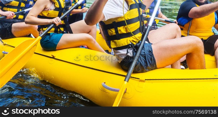 Rafting team , summer extreme water sport