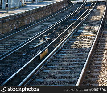 Rail tracks in bright summer day