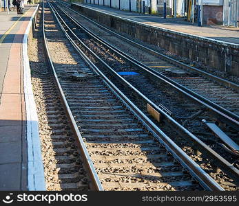 Rail tracks in bright summer day