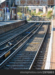 Rail tracks in bright summer day