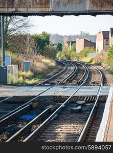 Rail tracks in bright summer day