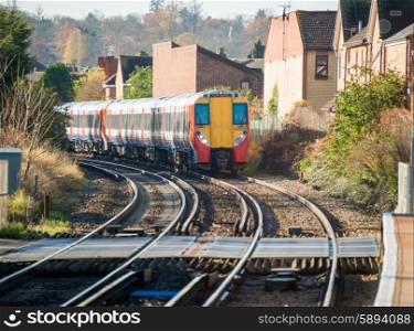 Rail tracks in bright summer day
