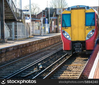 Rail tracks in bright summer day