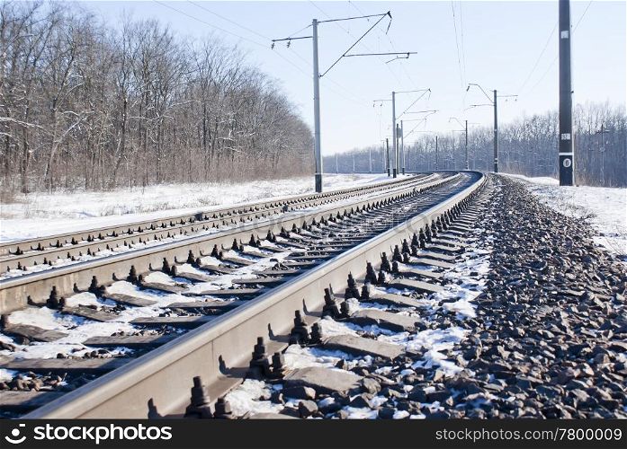 Railroad at winter time