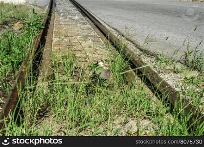 Railroad crossing. Vintage rialway