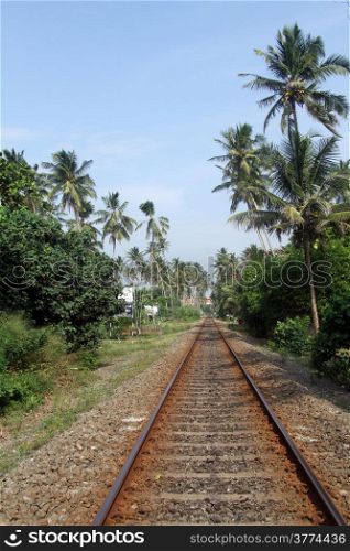 Railroad on the coast of Sri Lanka