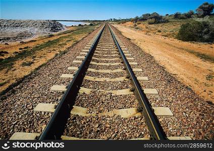 Railroad track in non-urban landscape