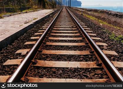 Railroad track near sea beach, Batumi, Georgia&#xA;