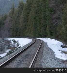 Railroad track passing through a forest, Whistler, British Columbia, Canada