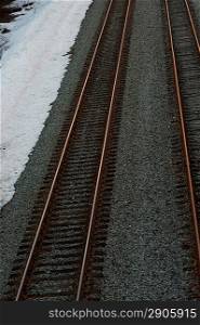 Railroad tracks in winter, Whistler, British Columbia, Canada