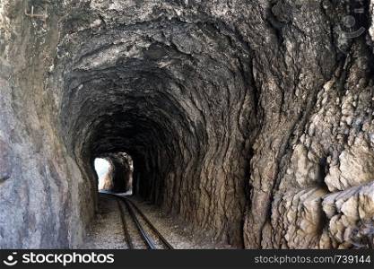 Railway in long tunnel
