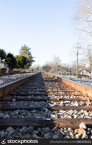 Railway or railroad tracks for train transportation