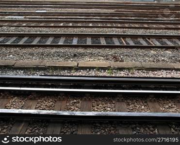 Railway. Railway or railroad tracks for train transportation