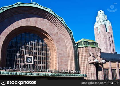 Railway station Helsinki. famous art nouveau sculptures at the railway station of Helsinki