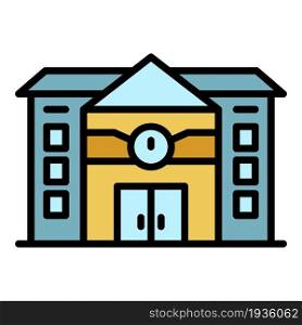 Railway station icon. Outline railway station vector icon color flat isolated. Railway station icon color outline vector