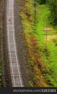 Railway track by grassland