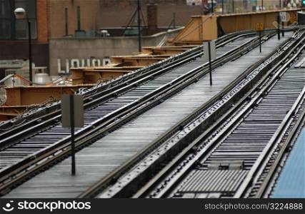 Railway tracks at CTA Station in Chicago