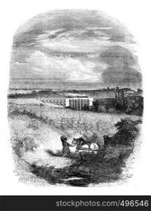 Railway Versailles Paris left bank, Viaduct Val Fleuri, vintage engraved illustration. Magasin Pittoresque 1841.