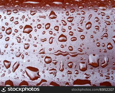 Rain Drops on the Surface of the roof tile or on the Iron Surface Flow Down. Abstract Background and Water Texture for Design.