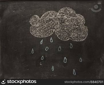 Rain falling out of the cloud on blackboard