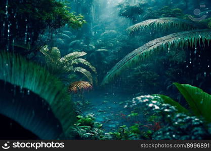 Rain Forest Background. Image created with Generative AI technology