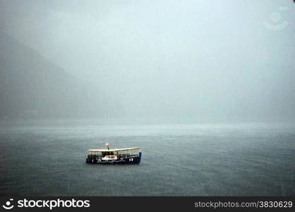 Rain in Kotor bay, Montenegro